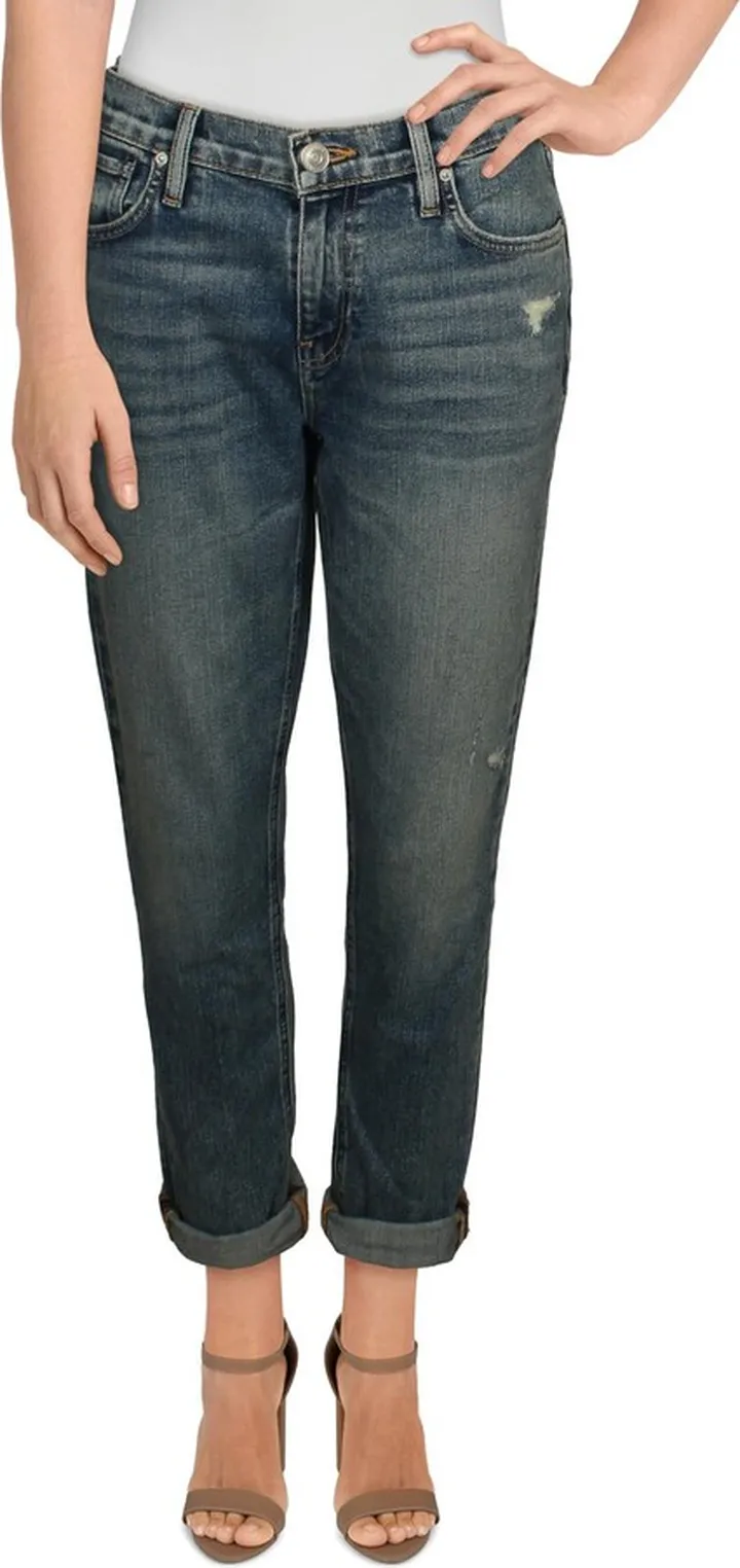 Lana Womens High Rise Cuffed Boyfriend Jeans