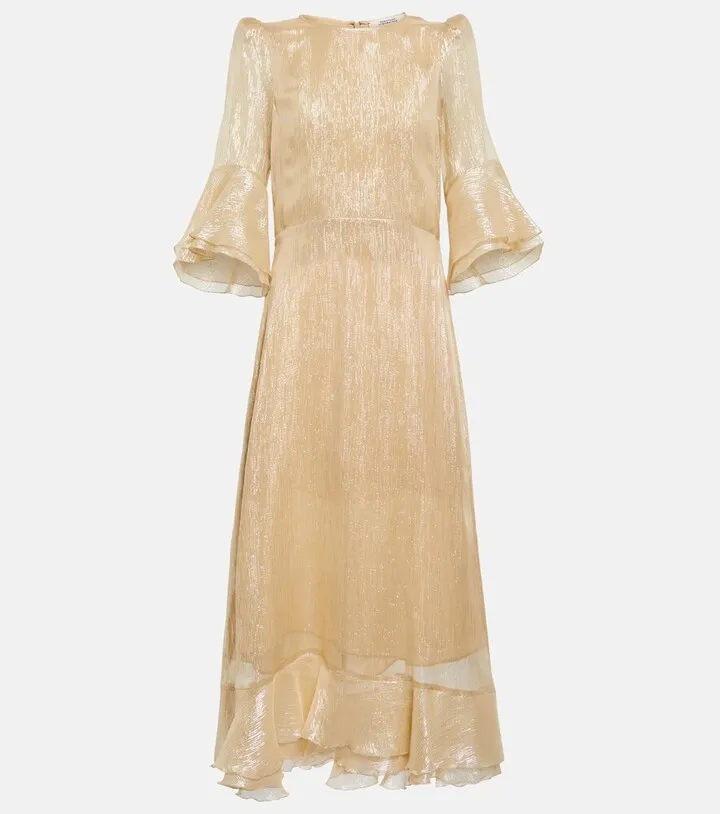 Shimmering Shine silk lame midi dress