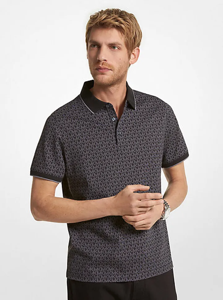 Logo Print Cotton Jersey Polo Shirt