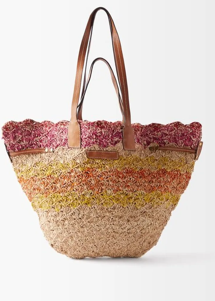 Coiba Leather-trimmed Raffia Tote