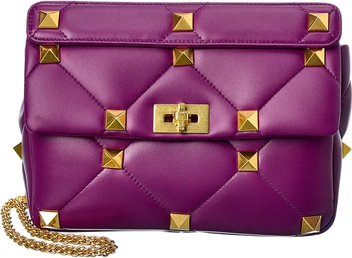 Valentino Roman Stud Large Leather Shoulder Bag