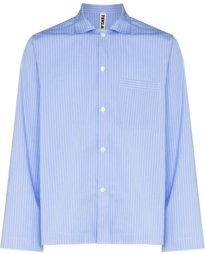 Pinstriped Poplin Pajama Shirt