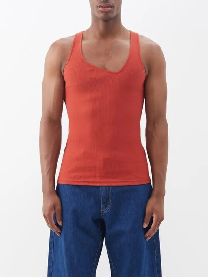 Y-neck Cotton-blend Tank Top