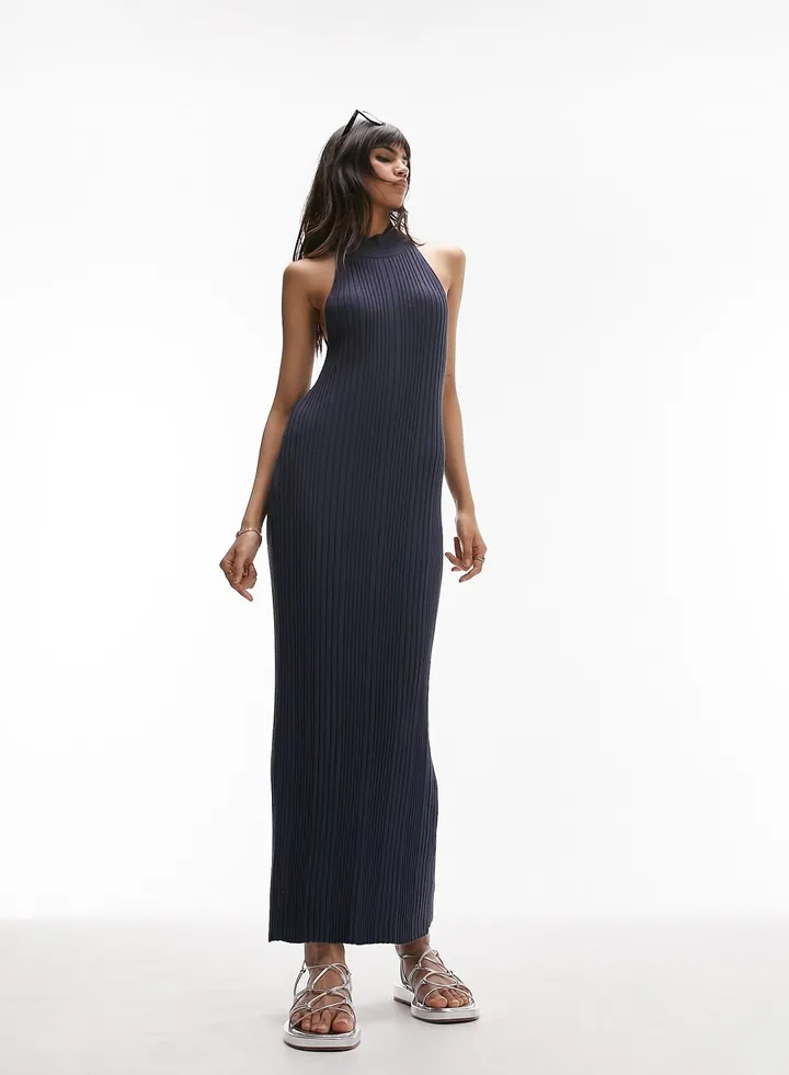 High Neck Ribbed Dress