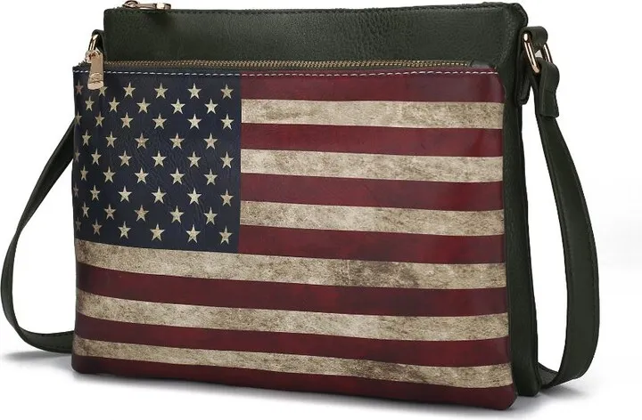 Madeline Printed Flag Vegan Leather Women’s Crossbody Bag
