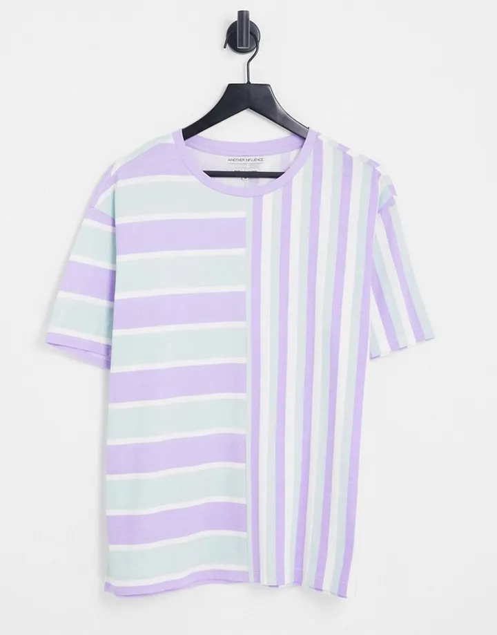 Another Influence stripe t-shirt in purple