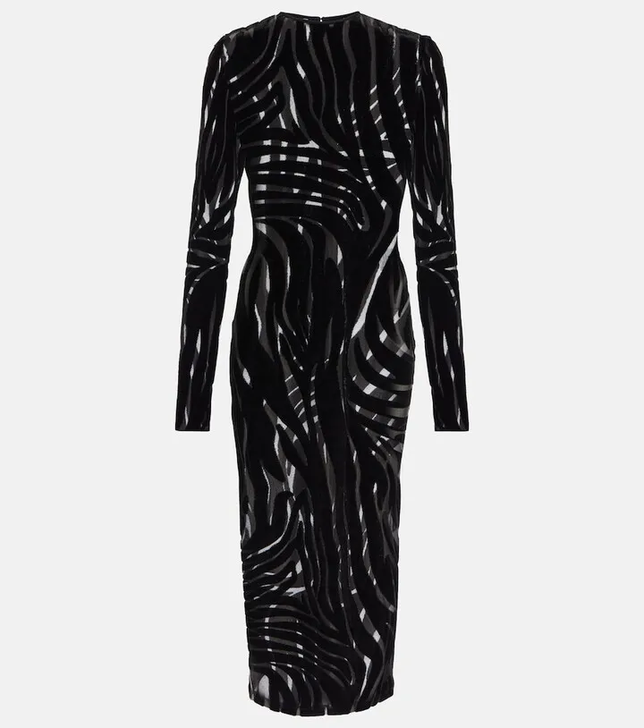Cutout velvet midi dress