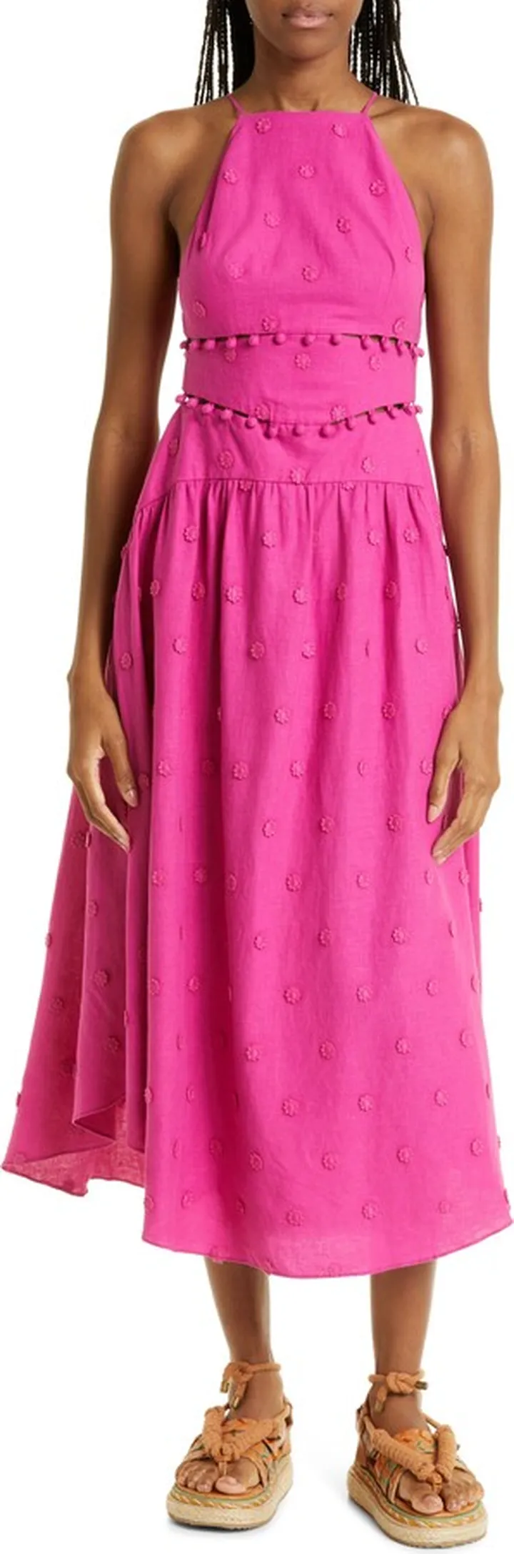 Linen Blend Midi Dress