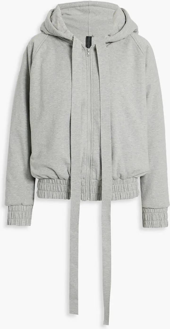 Padded cotton-blend jersey hooded bomber jacket