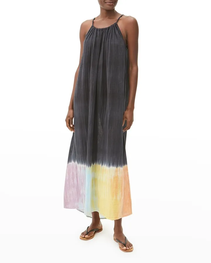 Naomi Rainbow Crinkle Gauze Maxi Dress