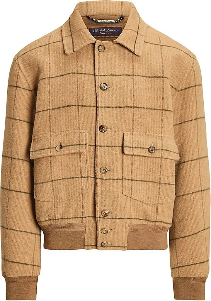 Henrik Windowpane Check Wool-Blend Bomber Jacket