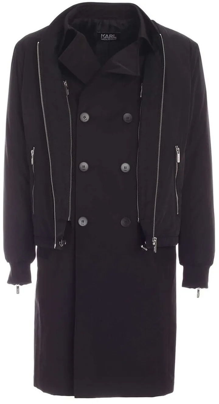 Karl Lagerfeld Double-Breasted Bomber Trench Coat