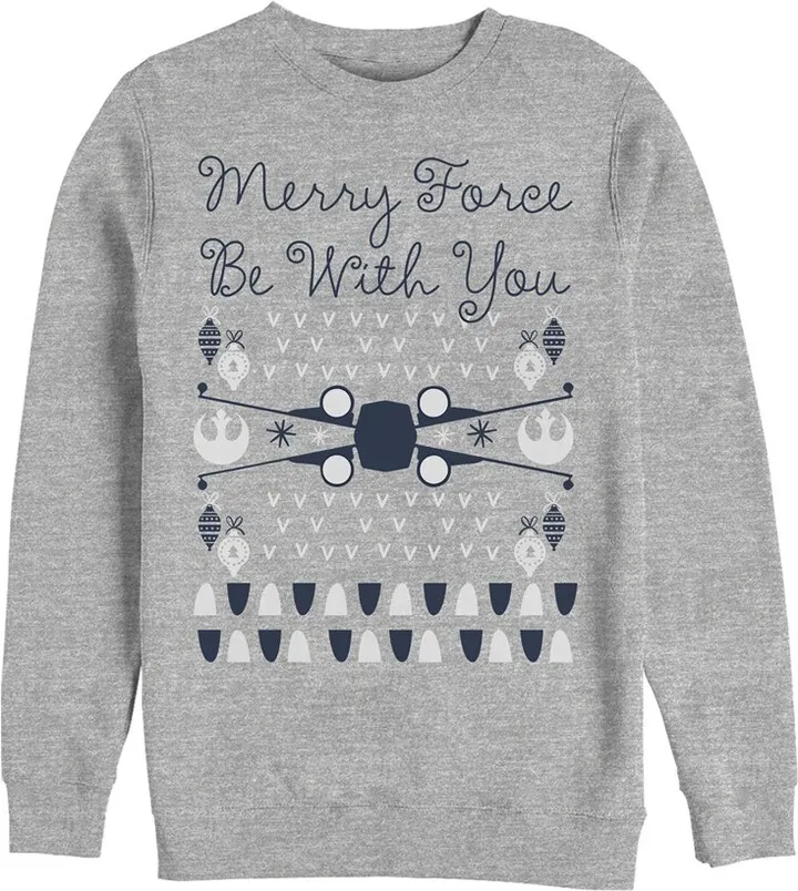 Men's Star Wars Christmas Force Be With You Sweatshirt - Athletic Heather - Large