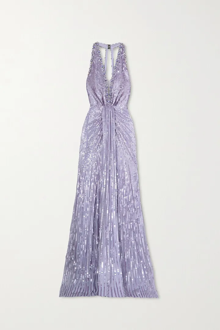Jenny Packham - Embellished Gathered Tulle Gown - Purple