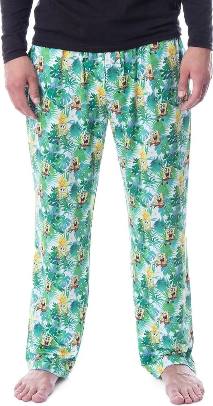 Nickelodeon Mens' SpongeBob SquarePants Tropical Delight Lounge Pajama Pants (S) Multicoloured
