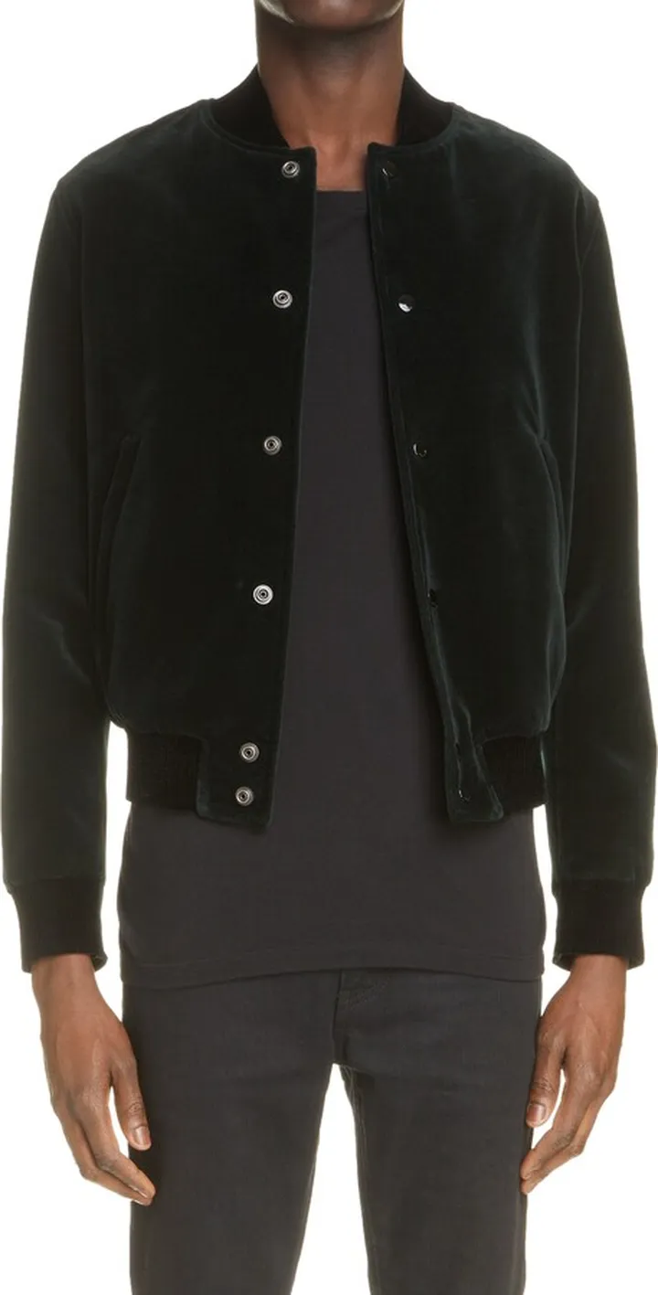Teddy Monogram Cotton Velveteen Bomber Jacket