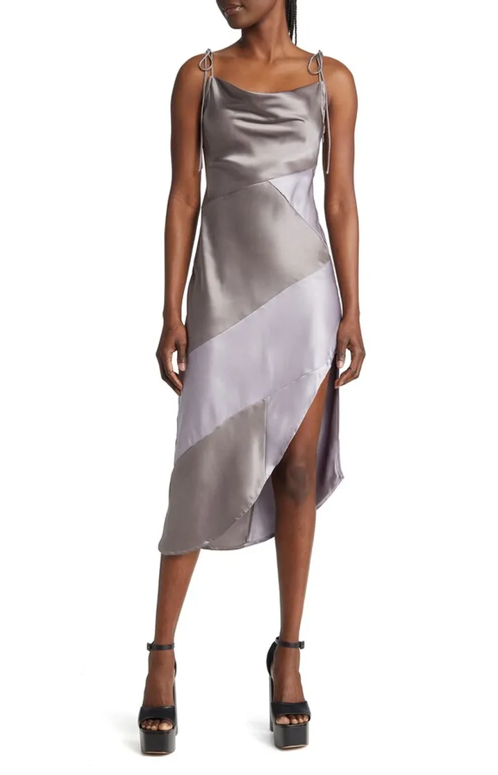 Asymmetric Tie Strap Slipdress