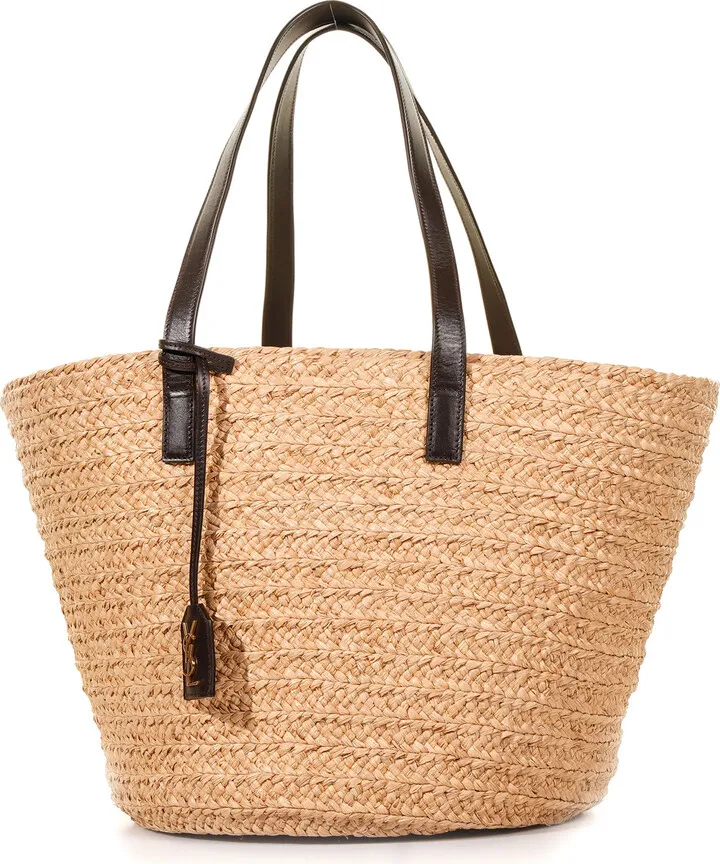 Medium Panier Basket Bag In Raffia
