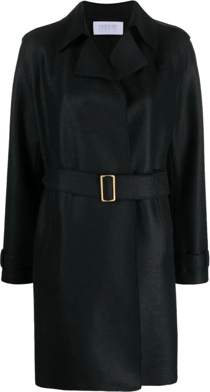 Buckle-Belt Virgin-Wool Trench Coat