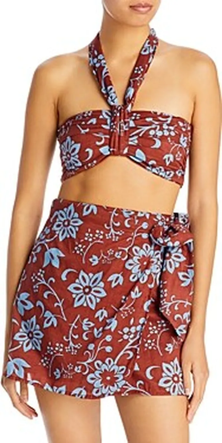 Faithfull the Brand Le Tahiti Floral Print Halter Bandeau Top