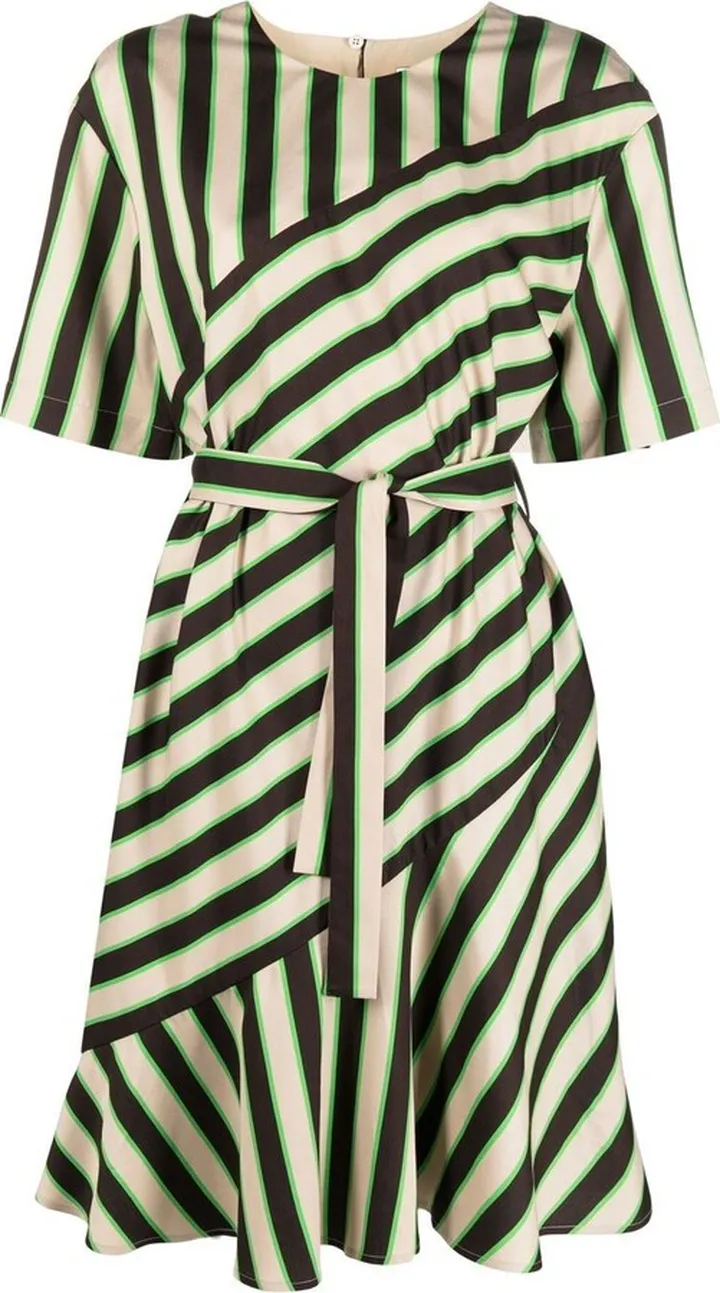 Stripe-Pattern Midi Dress