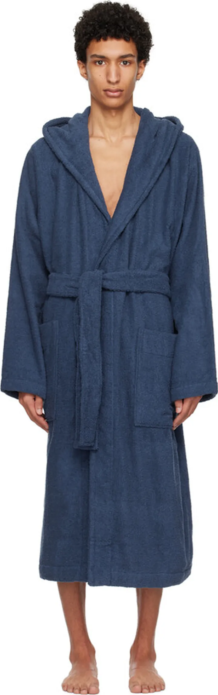 Tekla Navy Hooded Bathrobe