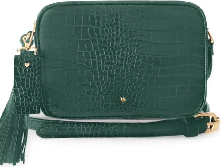 Johnny Loves Rosie - Emerald Vegan Leather Croc Logan Tassel Bag