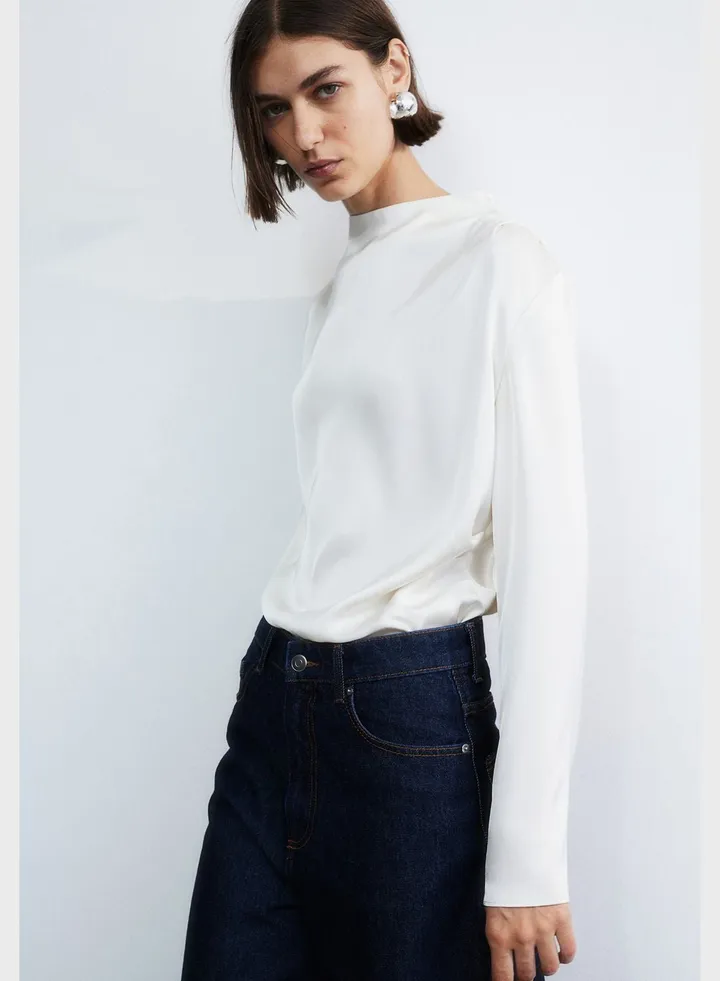 Boat Neck Satin Top
