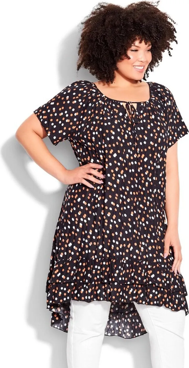 EVANS | Women's Plus Size Ava Crush Tunic - black dot - 16W