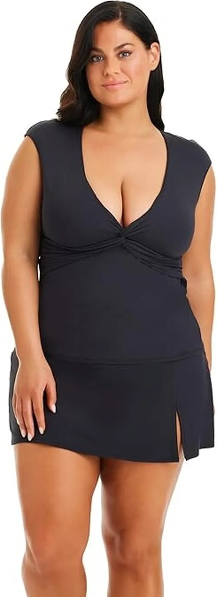 Bleu Rod Beattie Let's Get Twisted Cap Sleeve Tankini Top (Black) Women's Swimwear