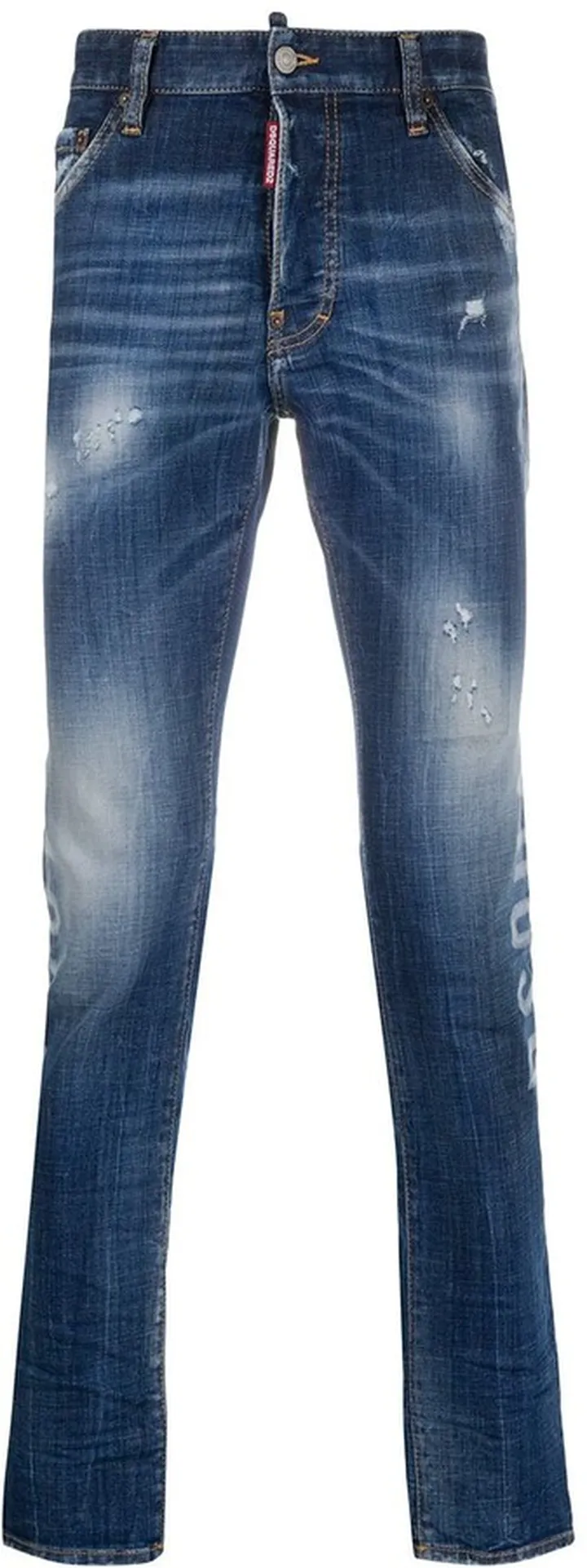 Stenciled-Print Skinny Jeans