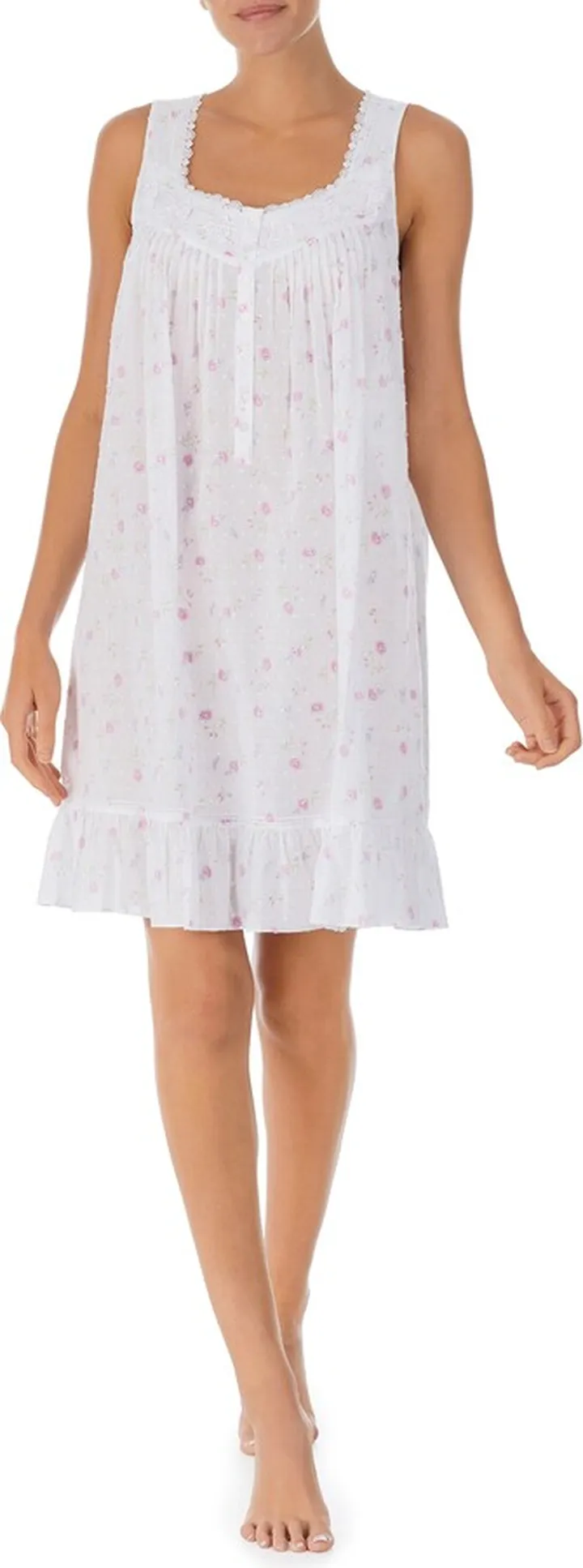 Lace Trim Cotton Chemise
