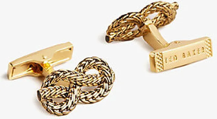 Mens Gold Knotid Knotted Brass Cufflinks