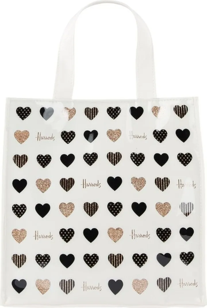 Harrods Small Glitter Hearts Shopper Bag