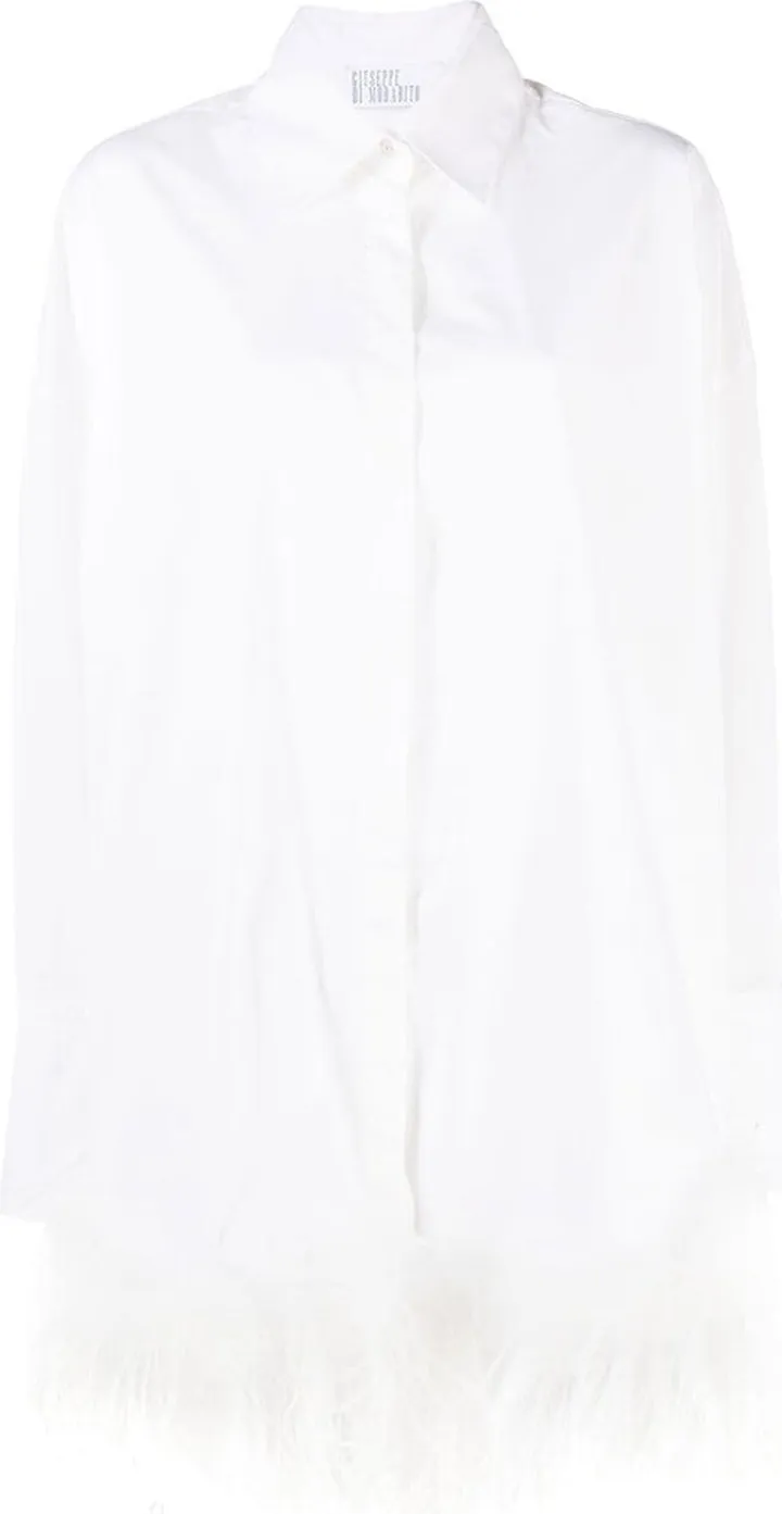 Feather-Trim Shirtdress