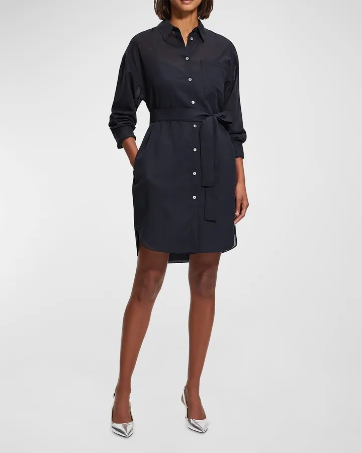 Long-Sleeve Oversized Mini Shirtdress