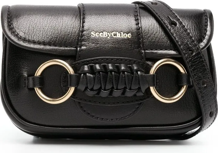 Black Saddie Leather Cross Body Bag