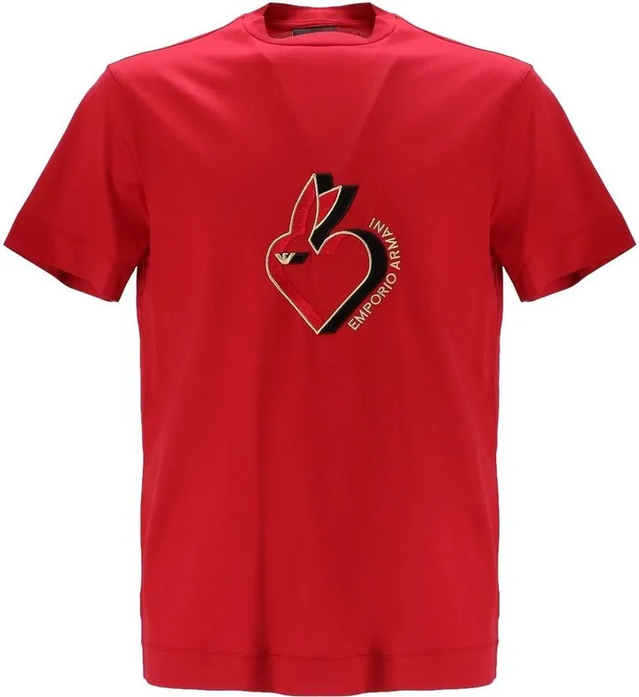 New Year rabbit embroidery T-shirt