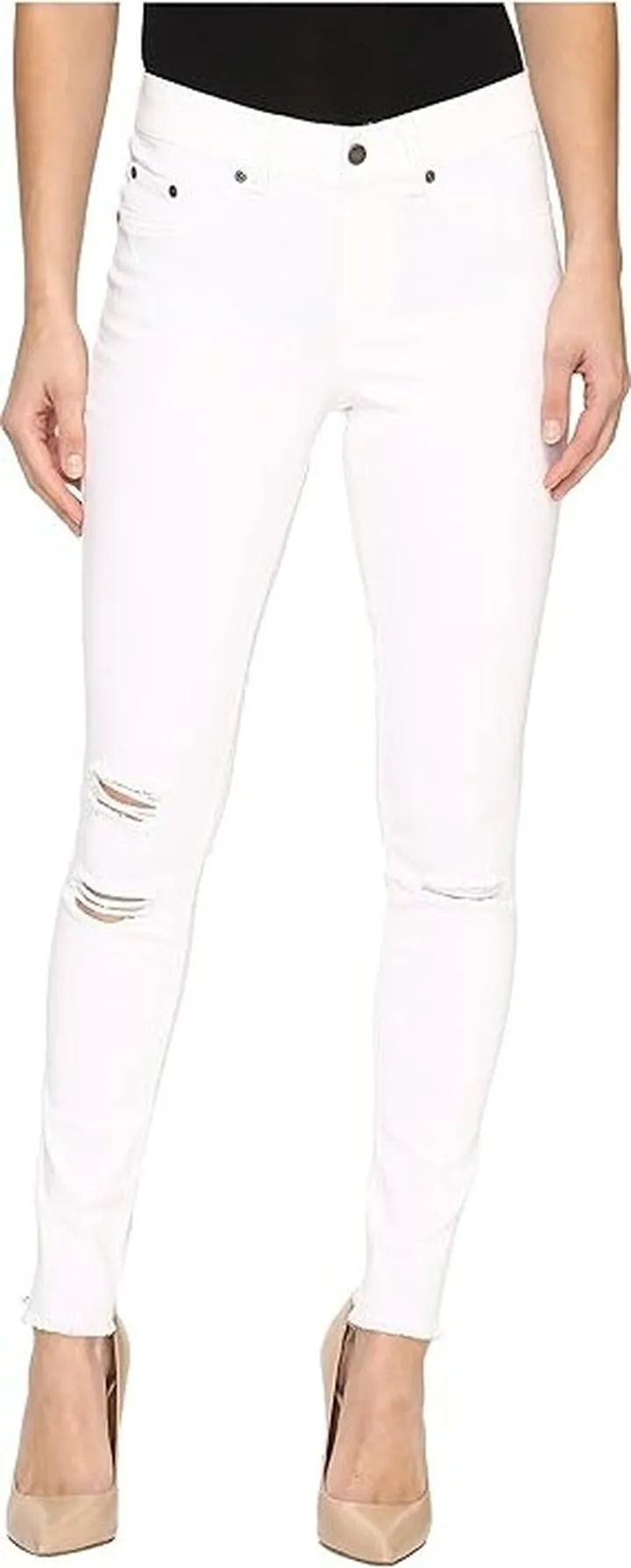 HUE Ripped Knee Denim Leggings (White) Women's Jeans