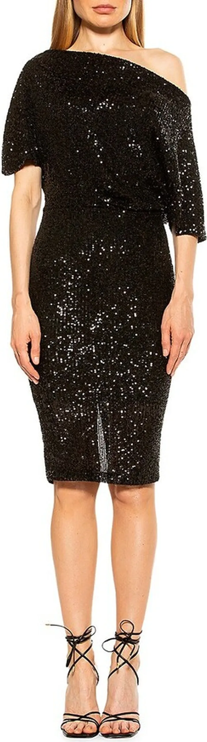 Olivia Sequin Draped Sheath Dress