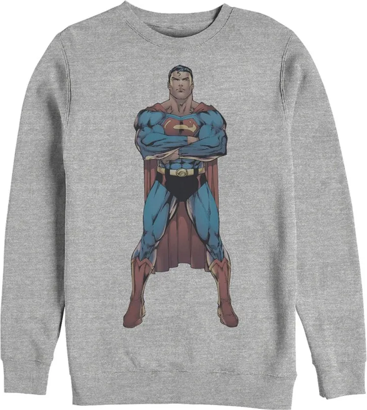 Men's Superman Bold Hero Pose Sweatshirt - Athletic Heather - X Large