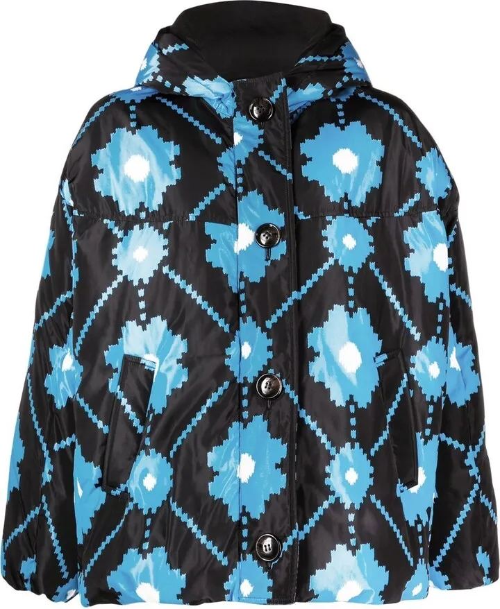 Clover floral-print puffer coat
