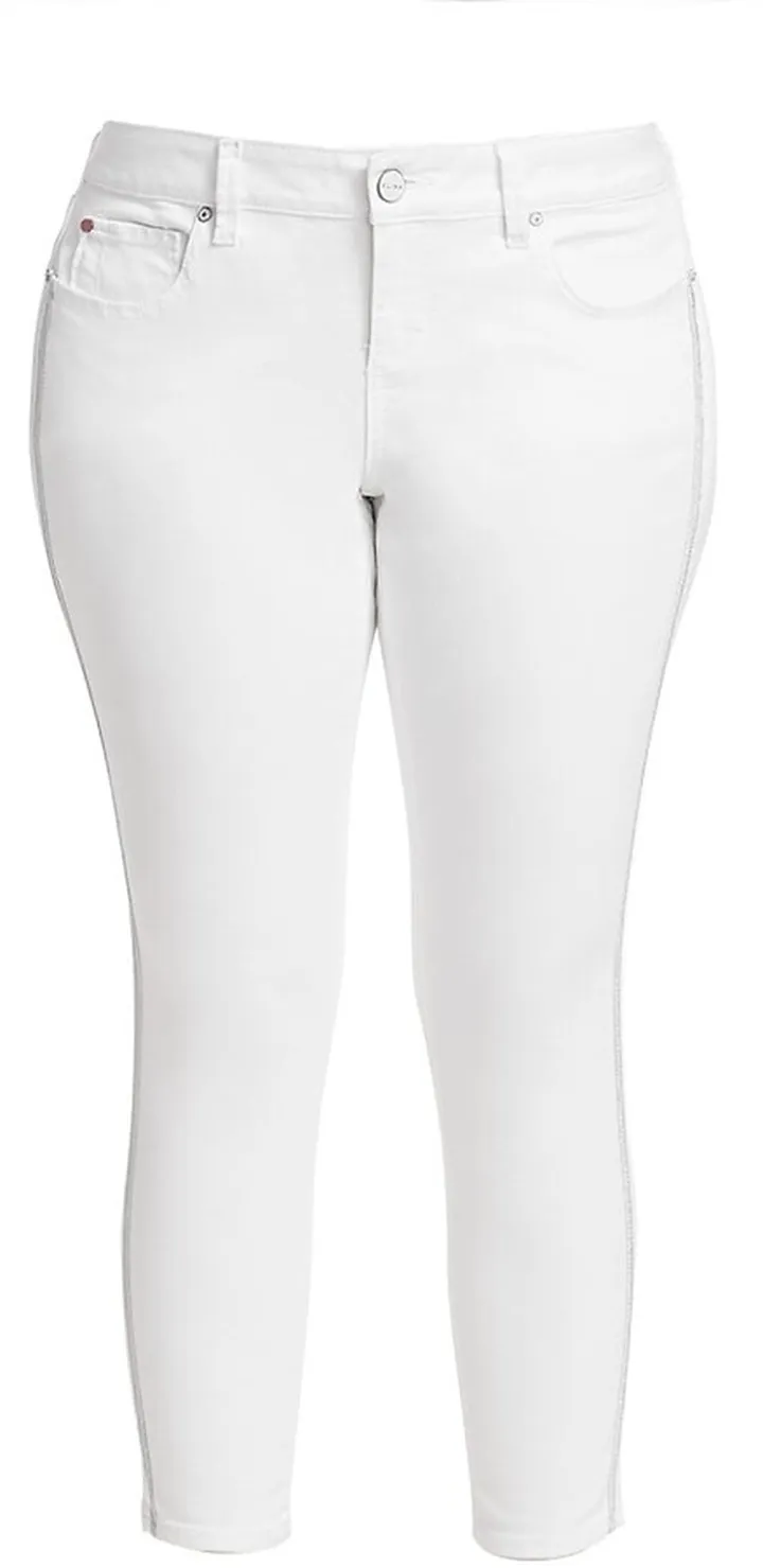 Metallic Stripe Ankle Skinny Jeans