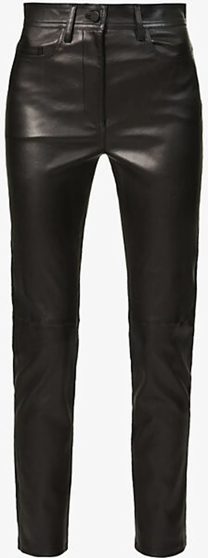 Womens Black Teddy Tapered Mid-rise Leather Trousers