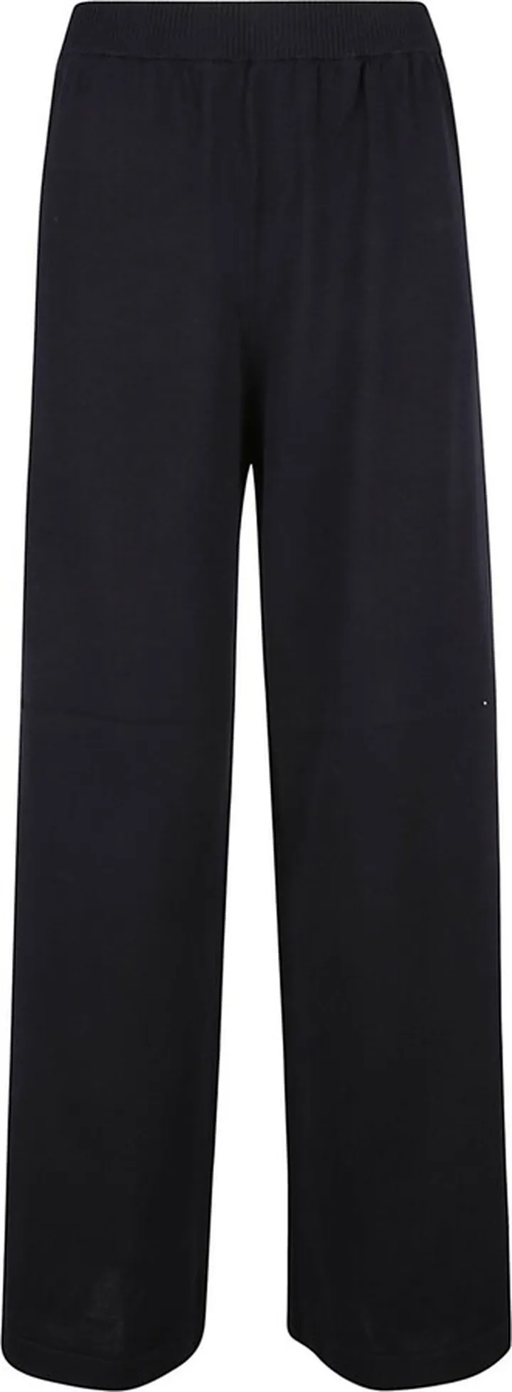 Ribbed Waist Straight Leg Plain Trousers
