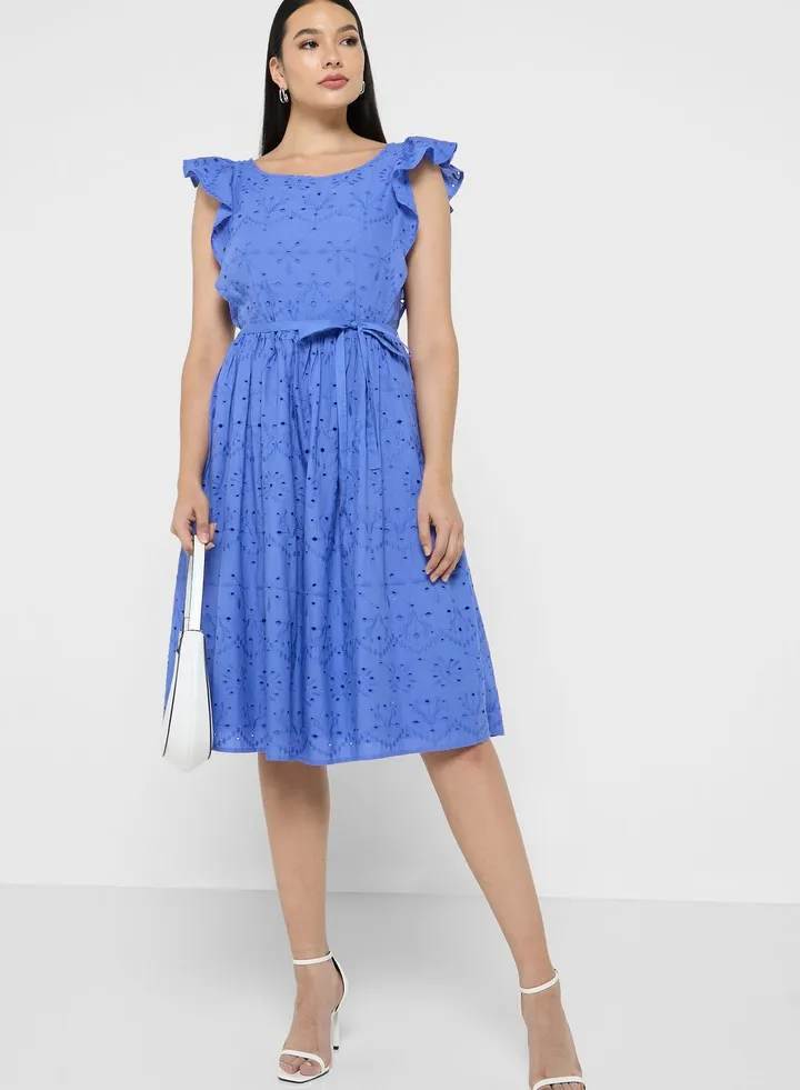 Ruffle Sleeve Printed Dress