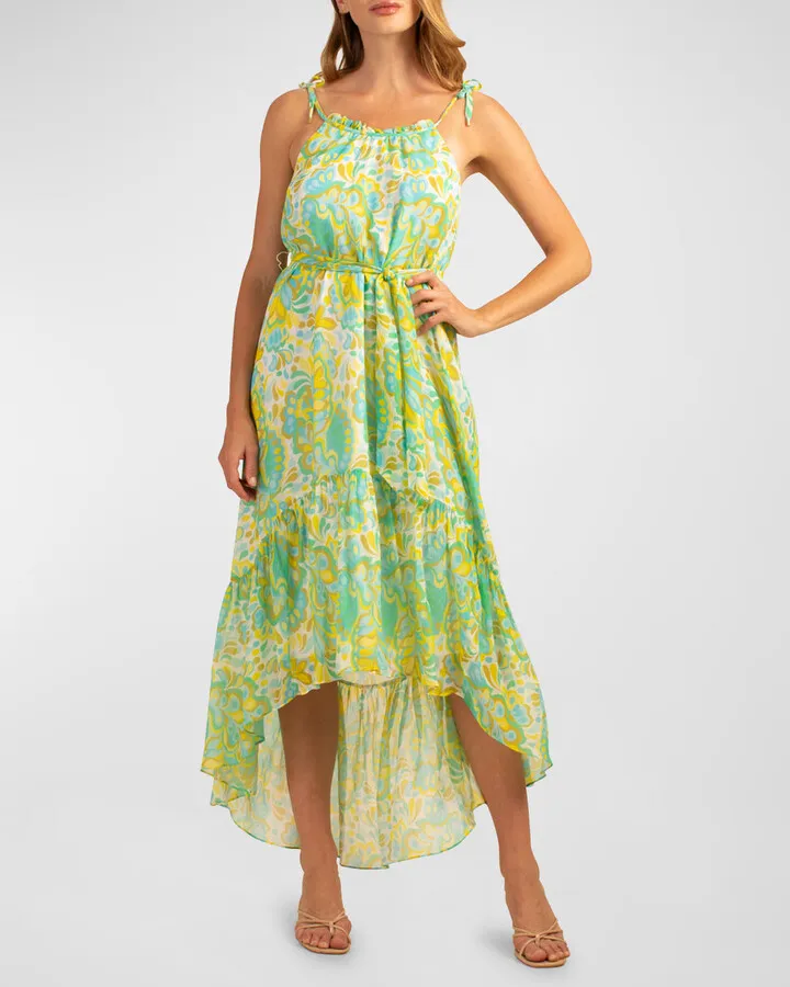 Honest Paisley Print High-Low Midi Dress