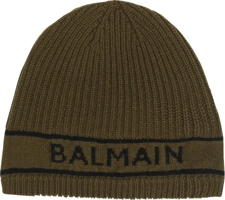 Balmain Wool-Cashmere Logo Beanie