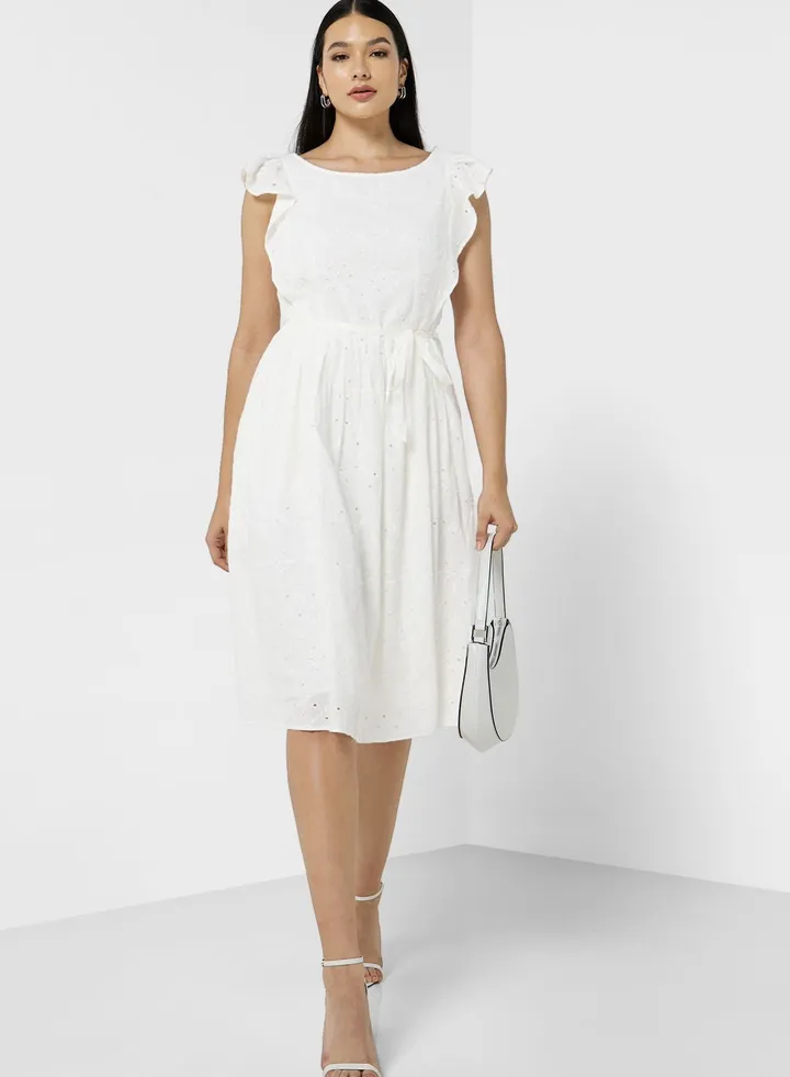 Ruffle Sleeve Printed Dress