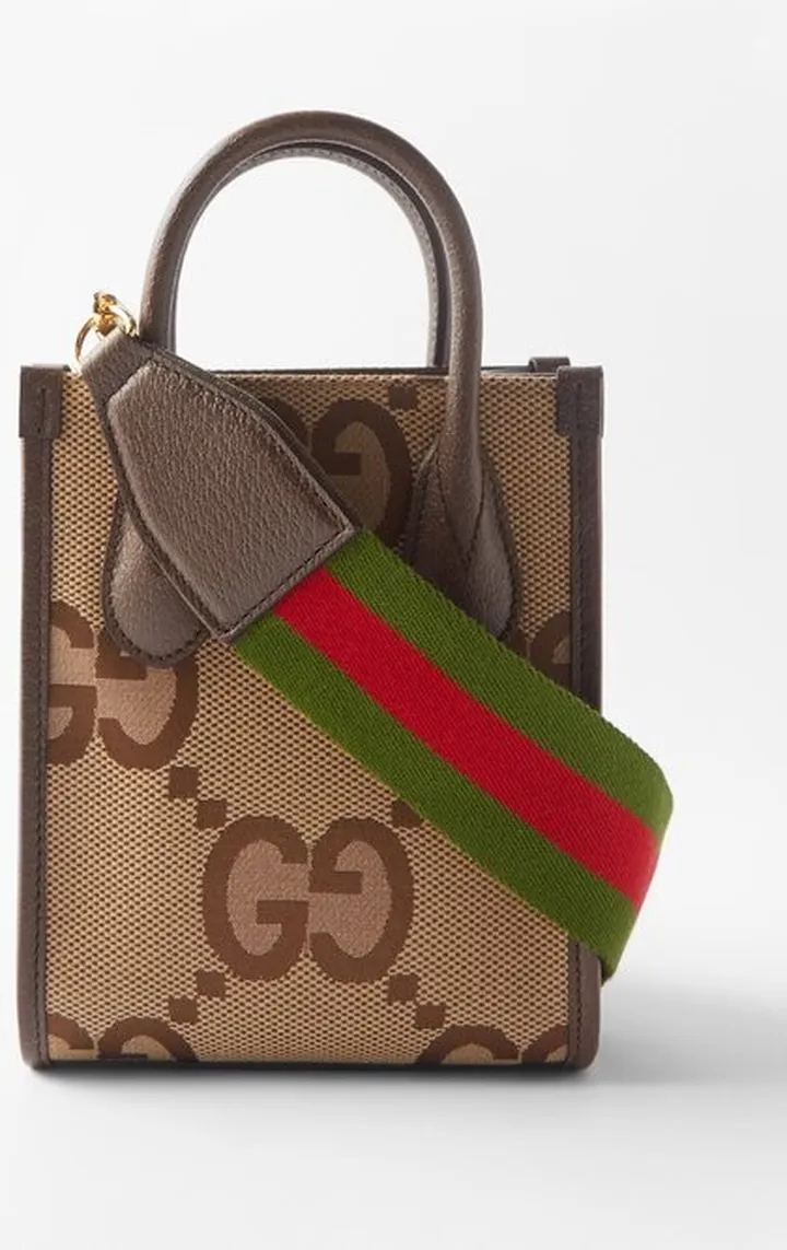 Jumbo Gg Mini Canvas And Leather Tote Bag